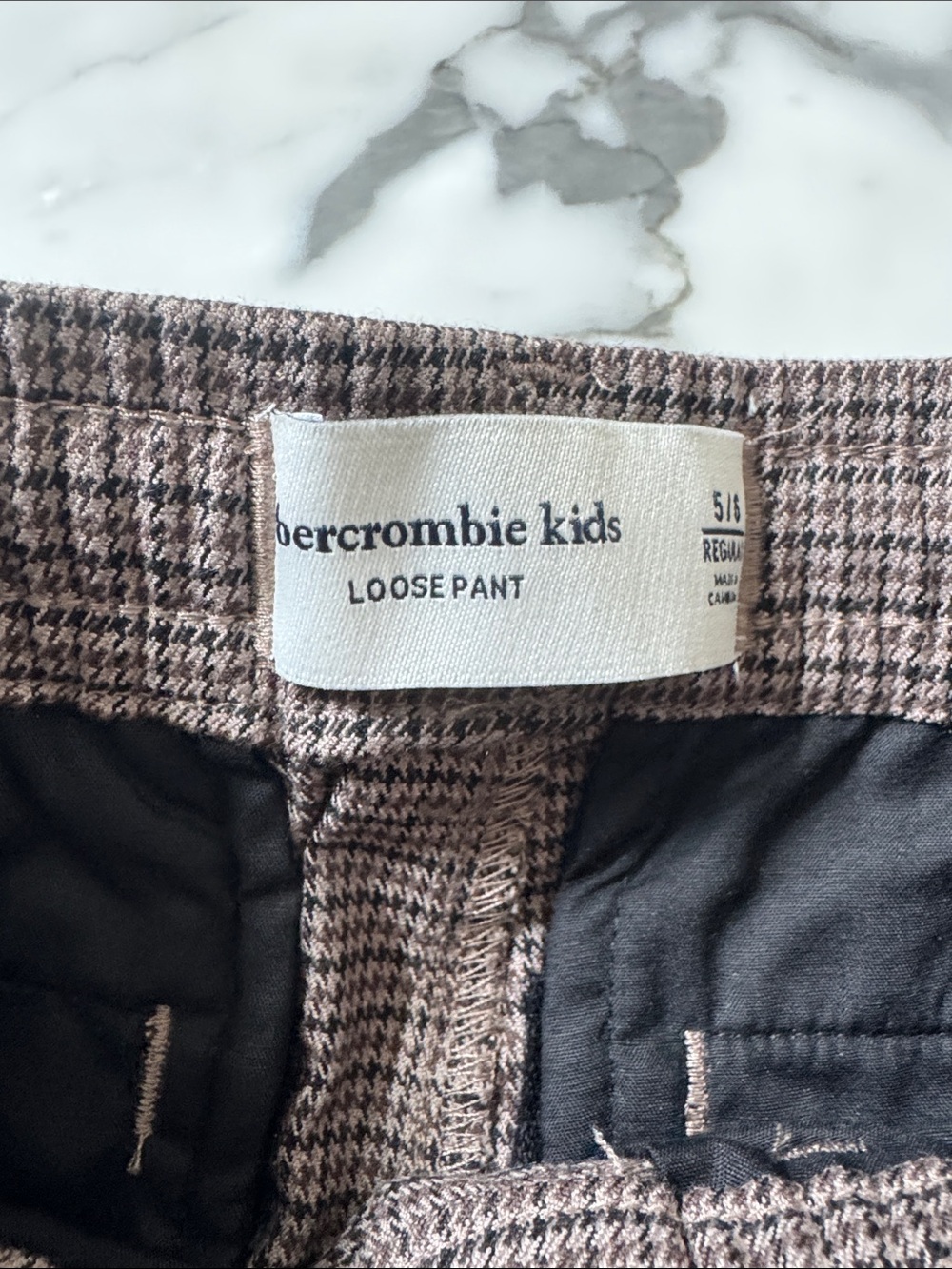 abercrombie kids Brown Houndstooth Drawstring Chinos - Picture 2 of 4